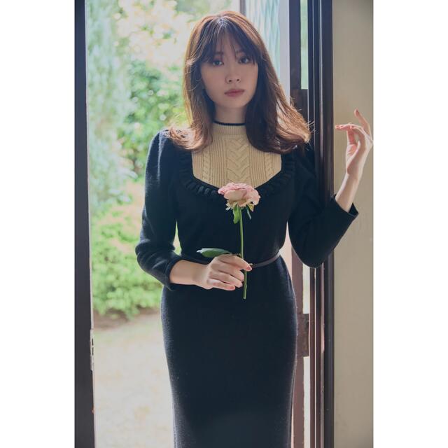 レディースBelted Ruffle Cable-Knit Dress