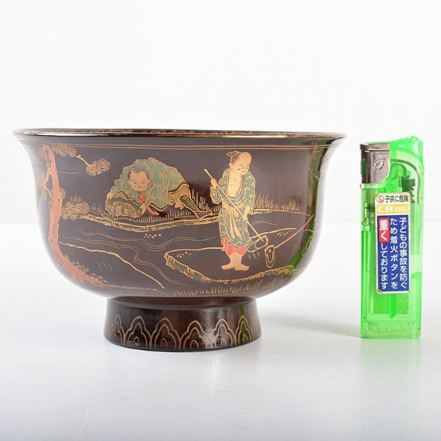 セール商品が満載 漆塗 淡海日埜 常信漆画 山水人物蒔絵 椀 N R5149 工芸品