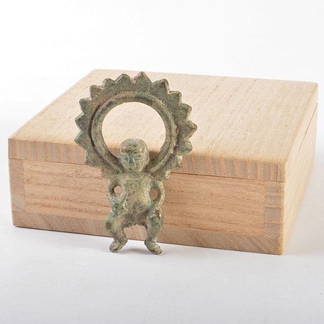 仏教美術　古銅青銅　チベット仏　仏像　懐中仏　時代箱付　C　R5168