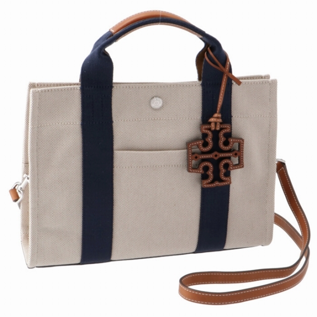 Tory Burch(トリーバーチ)のトリーバーチ TORY BURCH トリートートバッグ スモール ダブルTチャーム キャンバストート 135043 0001  レディースのバッグ(ハンドバッグ)の商品写真