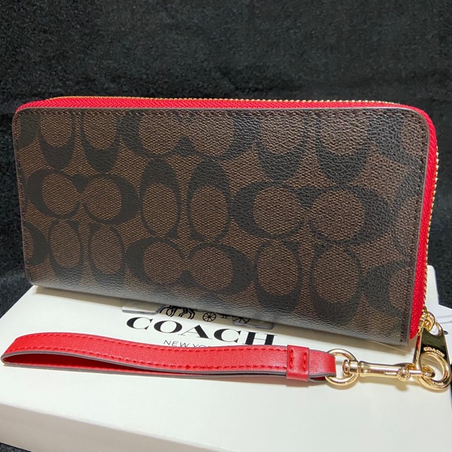 COACH(コーチ)の贈り物にも☆コーチ 新作 長財布 ブラウン×レッドエッジ メンズレディス メンズのファッション小物(長財布)の商品写真