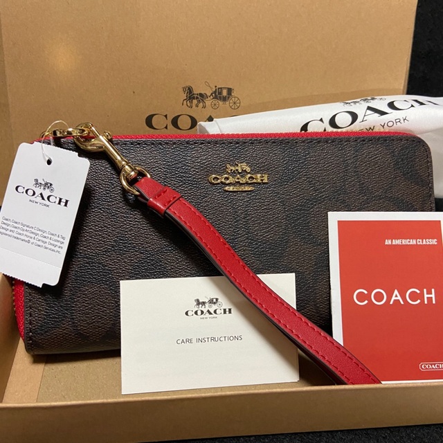 COACH(コーチ)の贈り物にも☆コーチ 新作 長財布 ブラウン×レッドエッジ メンズレディス メンズのファッション小物(長財布)の商品写真