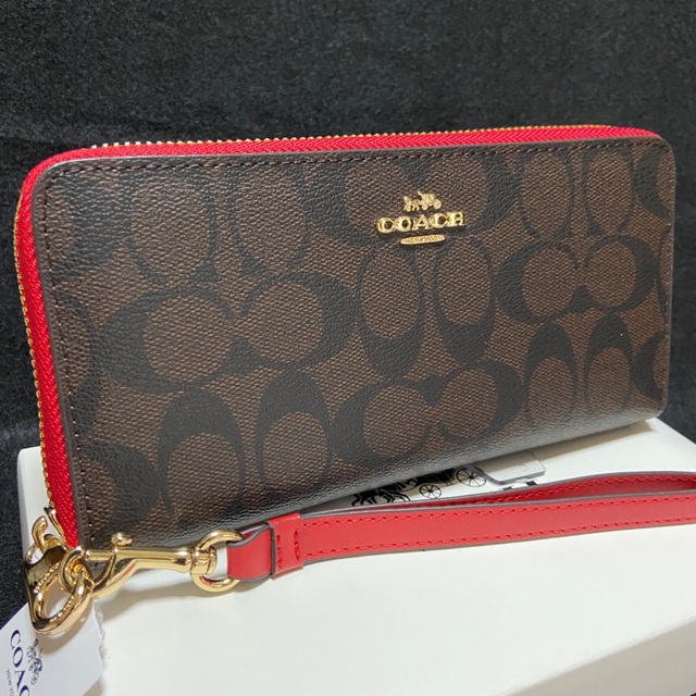 COACH(コーチ)の贈り物にも☆コーチ 新作 長財布 ブラウン×レッドエッジ メンズレディス メンズのファッション小物(長財布)の商品写真