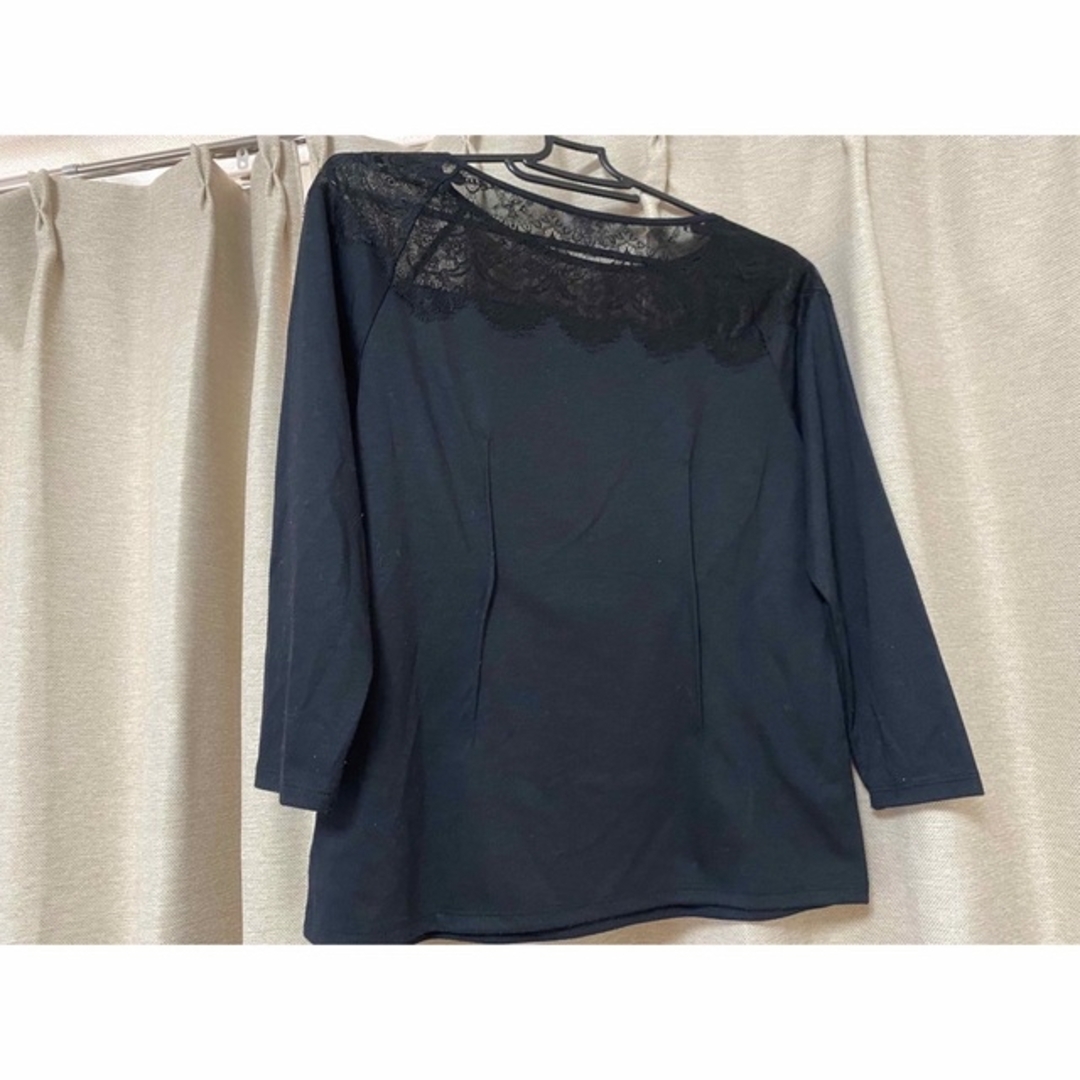 LANVIN en Bleu(ランバンオンブルー)のLANVINenBLUE ランバンオンブルー レース トップス 38サイズ レディースのトップス(Tシャツ(長袖/七分))の商品写真