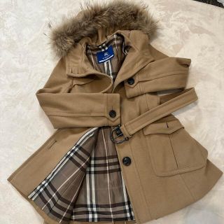 BURBERRY BLUE LABEL - BURBERRY BLUE LABEL ファー付きウールコートの