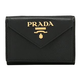 プラダ(PRADA)の新品 プラダ PRADA 3つ折り財布 サフィアーノ メタル ネロ(財布)