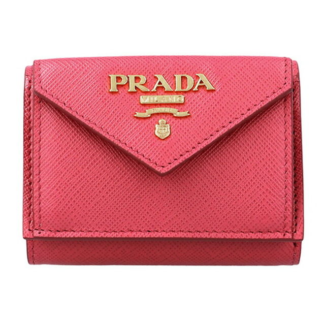 新品 プラダ PRADA 3つ折り財布 サフィアーノ フィオッコ ペタロ/ペオニア