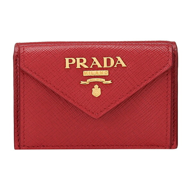 人気ショップ プラダ 新品 - PRADA PRADA フォーコ メタル サフィアーノ 3つ折り財布 財布