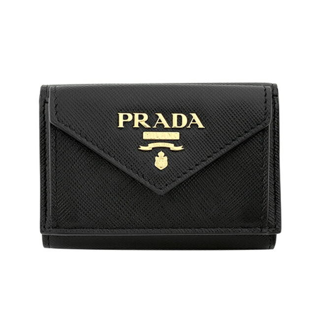 新品 プラダ PRADA 3つ折り財布 サフィアーノ マルチカラー ネロ/イビスコ