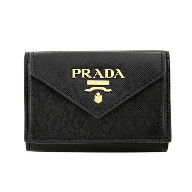 【美品】プラダ　PRADA  三つ折り財布　サフィアーノ　NERO ブラック