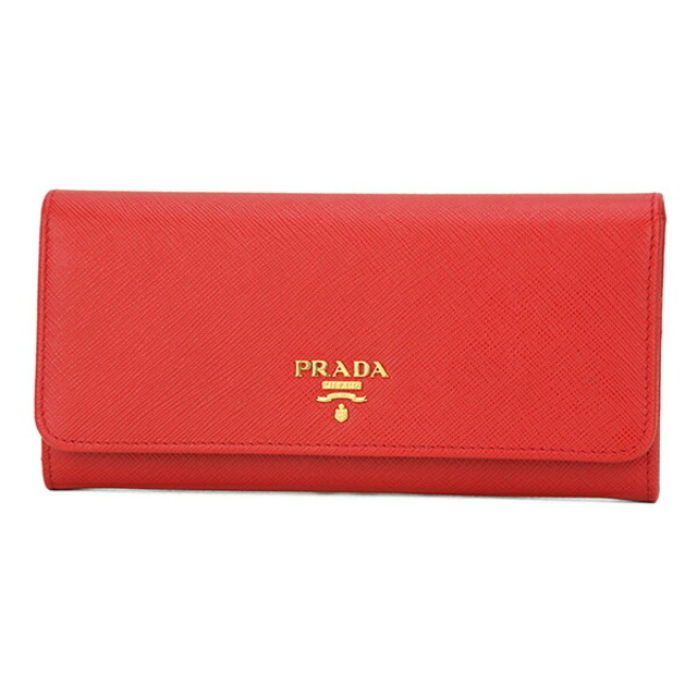 18cm本体重量新品 プラダ PRADA 長財布 サフィアーノ ロッソ