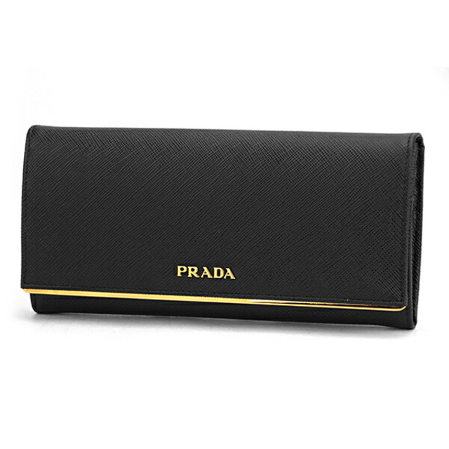 新品 プラダ PRADA 長財布 サフィアーノ メタル ネロ