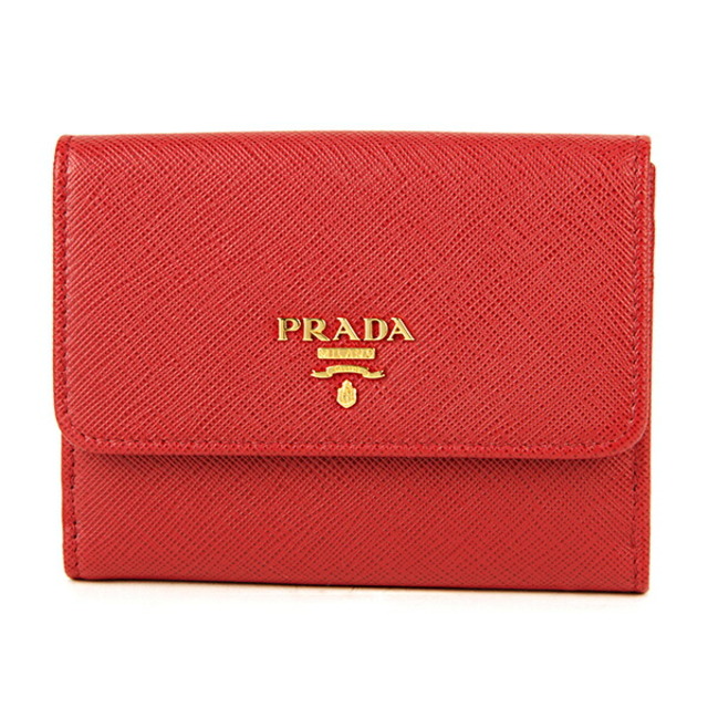 新品 プラダ PRADA 2つ折り財布 サフィアーノ メタル フォーコ