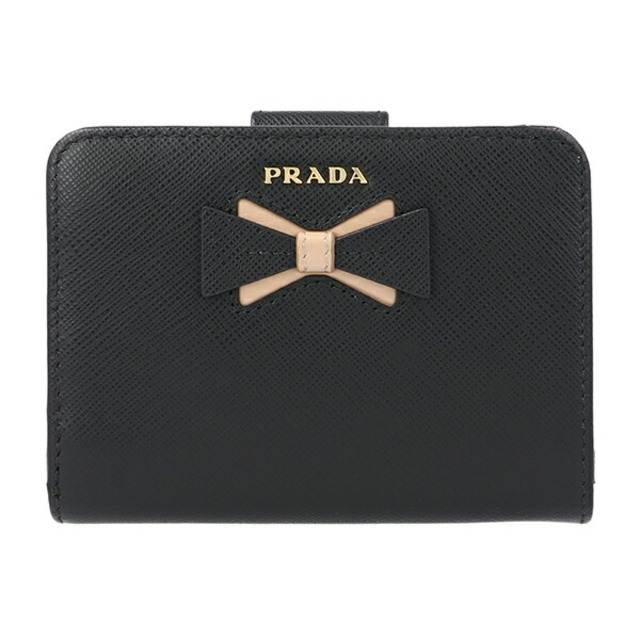 新品 プラダ PRADA 2つ折り財布 サフィアーノ フィオッコ ネロ/チプリア