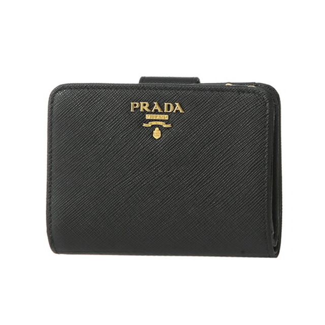 新品 プラダ PRADA 2つ折り財布 サフィアーノ メタル ネロ