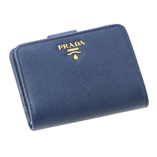 PRADA - 新品 プラダ PRADA 2つ折り財布 サフィアーノ メタル ブルー