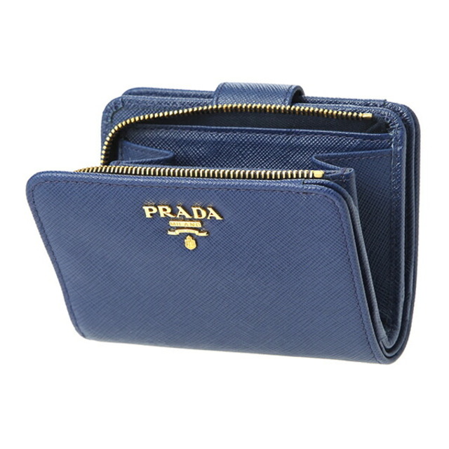 PRADA   新品 プラダ PRADA 2つ折り財布 サフィアーノ メタル ブルー