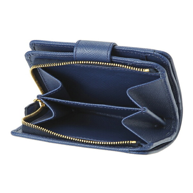 PRADA - 新品 プラダ PRADA 2つ折り財布 サフィアーノ メタル ブルー