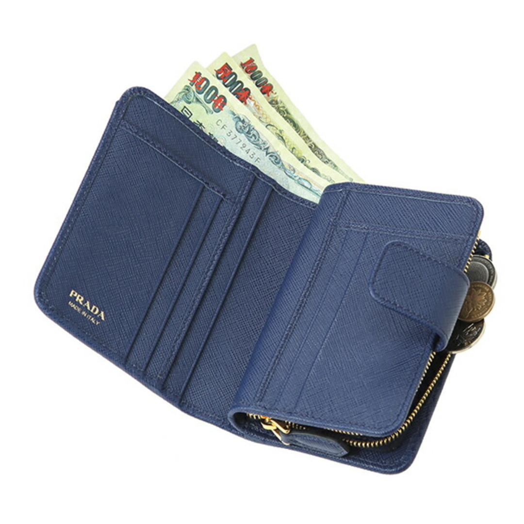 PRADA - 新品 プラダ PRADA 2つ折り財布 サフィアーノ メタル ブルー