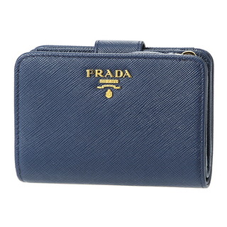 プラダ(PRADA)の新品 プラダ PRADA 2つ折り財布 サフィアーノ メタル ブルーエット(財布)