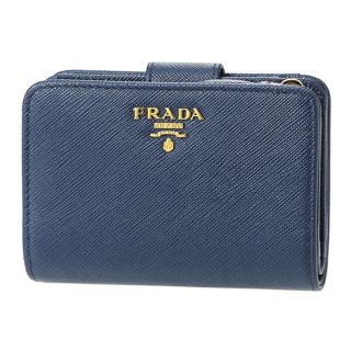 レディースPRADA(プラダ)SAFFIANO METAL BLUETTE  二つ折り財布