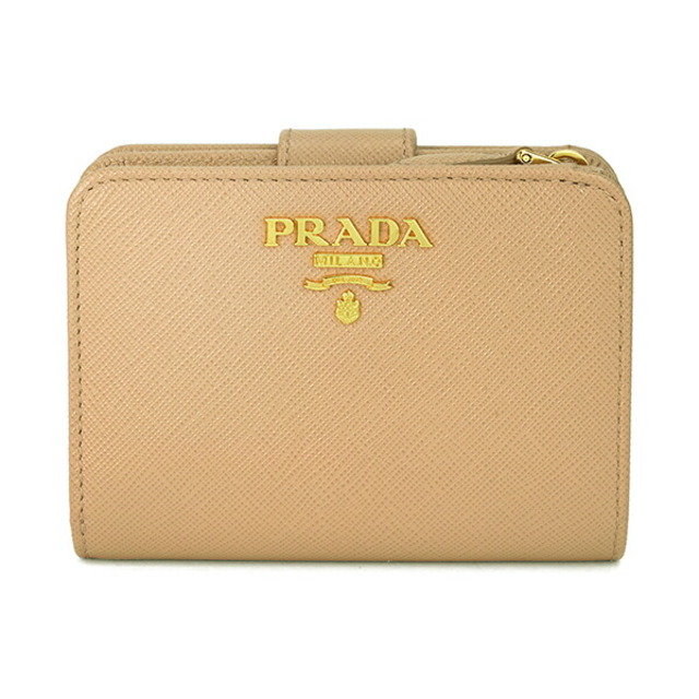 新品 プラダ PRADA 2つ折り財布 サフィアーノ メタル ピンクベージュ約135gCIPRIA本体