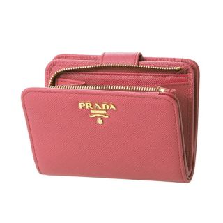 美品 !!  PRADA プラダ サフィアーノ折り財布 ピンク ペオニア 長財布