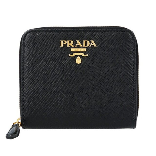 新品 プラダ PRADA 2つ折り財布 サフィアーノ メタル ネロ