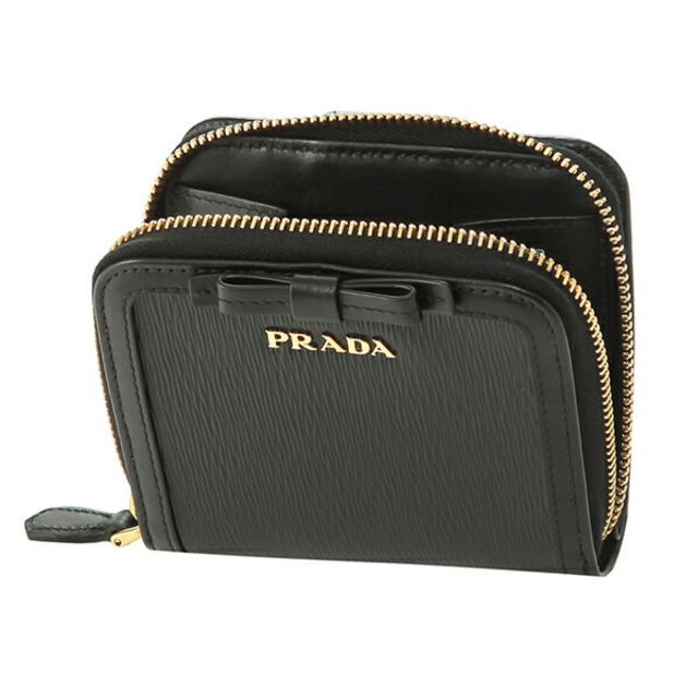 極美品✨️ プラダ PRADA 二つ折り財布 ヴィッテロムーブ Ｗジップ 黒