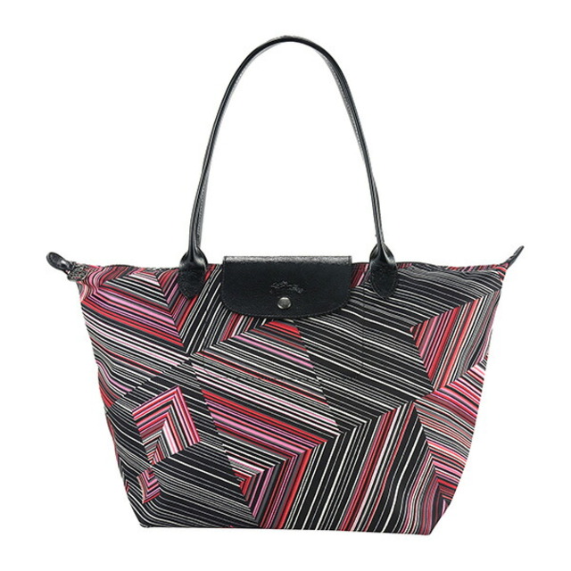 LONGCHAMP(ロンシャン)の新品 ロンシャン LONGCHAMP トートバッグ ル プリアージュ オプアート TOTE BAG Lサイズ レッド系 マルチ レディースのバッグ(トートバッグ)の商品写真