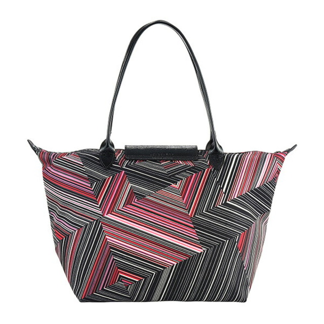 LONGCHAMP(ロンシャン)の新品 ロンシャン LONGCHAMP トートバッグ ル プリアージュ オプアート TOTE BAG Lサイズ レッド系 マルチ レディースのバッグ(トートバッグ)の商品写真