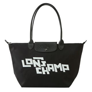 ロンシャン(LONGCHAMP)の新品 ロンシャン LONGCHAMP トートバッグ ル プリアージュ LGP スタンプ TOTE BAG Lサイズ ノワール/ブラン(トートバッグ)