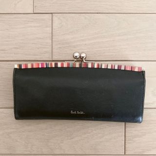 ポールスミス(Paul Smith)のポールスミス　長財布　財布　マルチカラーストライプ　がま口　黒　ブラック　本革(財布)