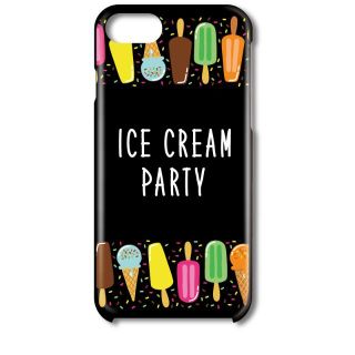 7055_ICECREAMPARTY スマホケース ハード 黒地 ほぼ全機種対応(モバイルケース/カバー)