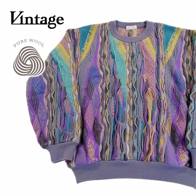 COOGI - 希少カラー★Vintage ヴィンテージ 3Dニット L ピュアウール パープルの通販 by ^ ^'s shop｜クージーならラクマ