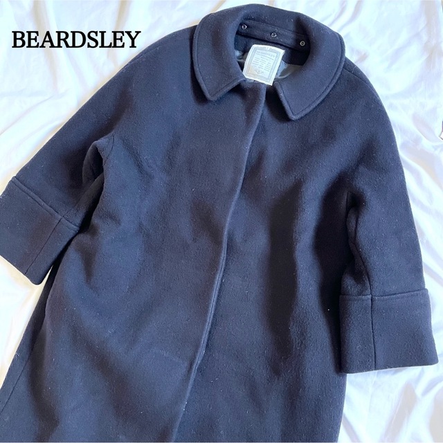 BEARDSLEY ビアズリー  ロングコート　ノーカラー　襟　2way ネイビ