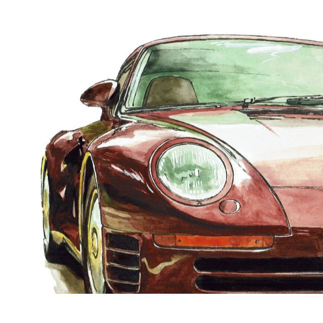 GC-812ポルシェ911T/959限定版画 直筆サイン額装●作家 平右ヱ門