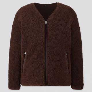 ユニクロ(UNIQLO)のボアフリースＶネックカーディガン(カーディガン)