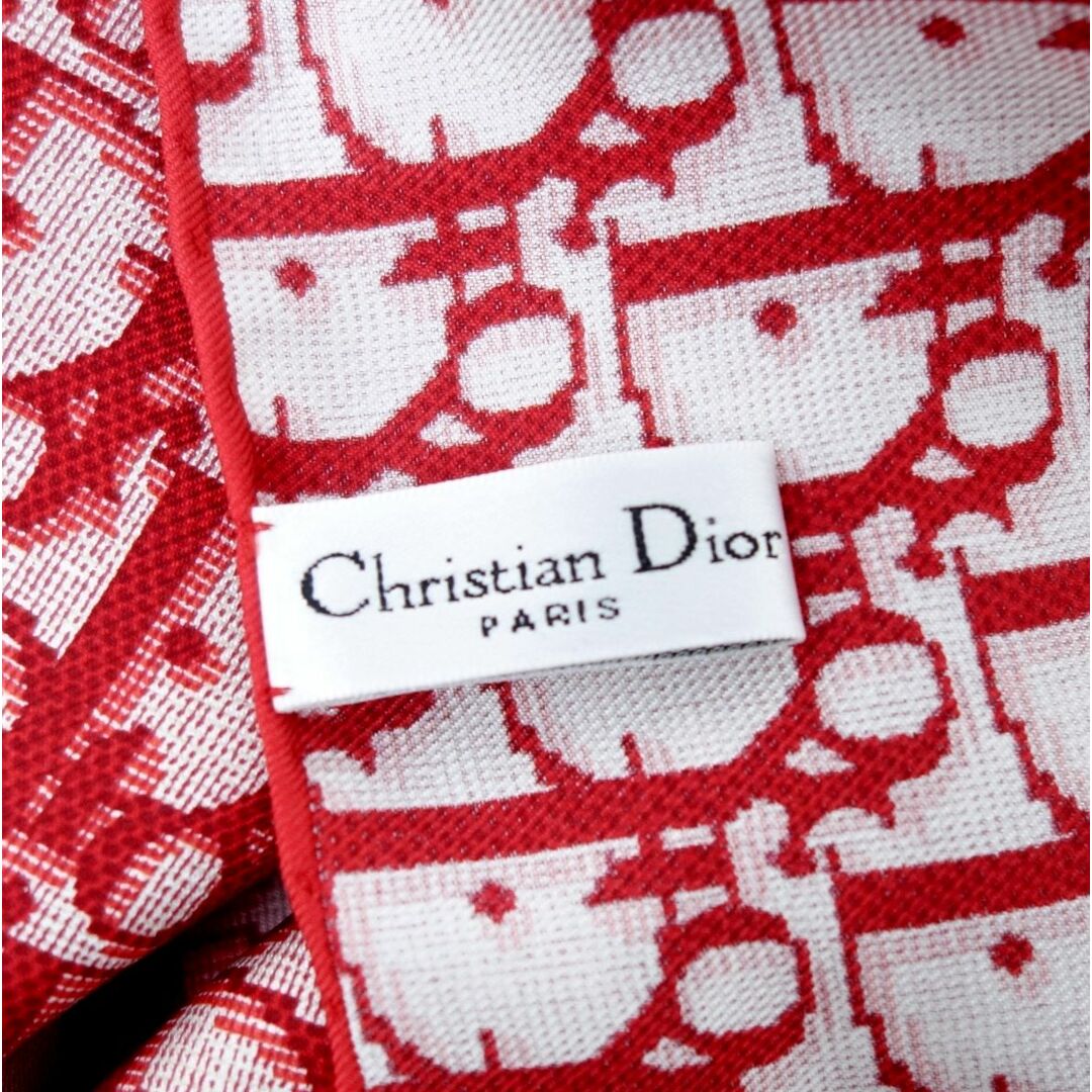 Christian Dior(クリスチャンディオール)の美品 クリスチャンディオール Christian Dior スカーフ 大判 ショール トロッター ロゴ シルク レディース レッド レディースのファッション小物(バンダナ/スカーフ)の商品写真