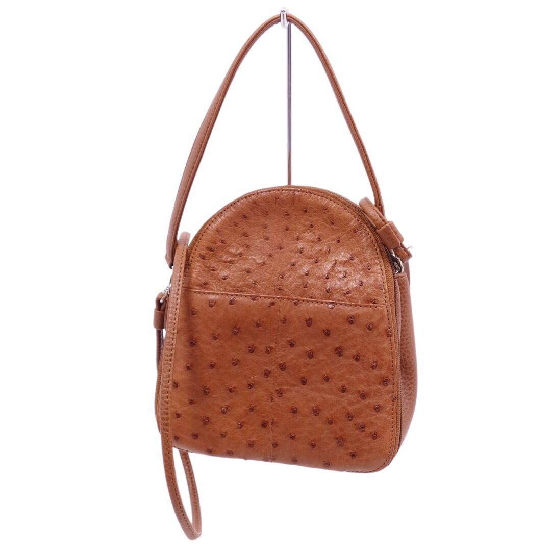 極美品 オーストリッチ OSTRICH バッグ 2wayバッグ オーストリッチ ミニ ショルダー ハンドバッグ レディース ブラウン | フリマアプリ ラクマ