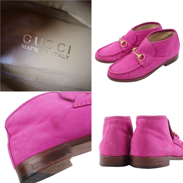 Vintage グッチ GUCCI ブーツ モカシン アンクル ホースビット スウェードレザー シューズ レディース 37C(24cm相当) ピンク