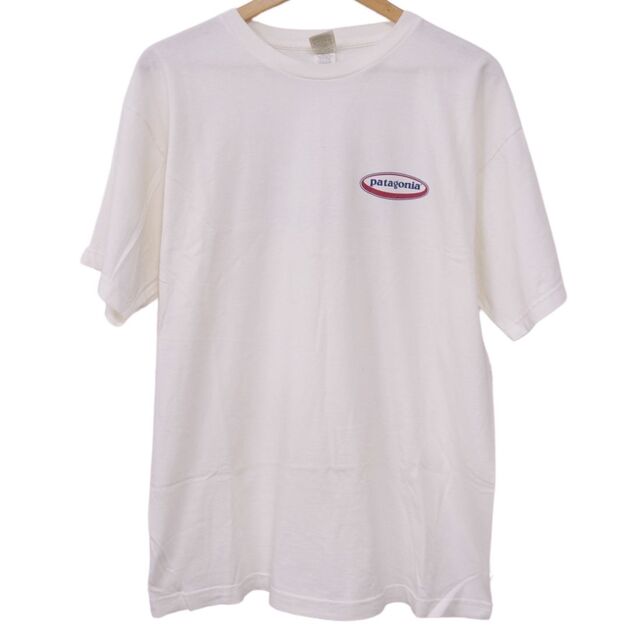 希少 パタゴニア patagonia オーバル ロゴ 90s 半袖 Tシャツ USA製 メンズ L beneficial T's オーガニックコットン トップス L ホワイト