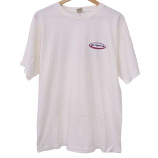 パタゴニア(patagonia)の希少 パタゴニア patagonia オーバル ロゴ 90s 半袖 Tシャツ USA製 メンズ L beneficial T's オーガニックコットン トップス L ホワイト(Tシャツ/カットソー(半袖/袖なし))