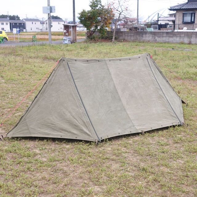 米軍 US Military SHELTER HALF TENT ハーフシェルター PUP TENT パップテント 1991年 2ポール テント アウトドア実寸サイズ