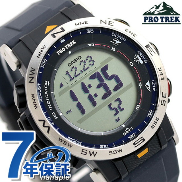 春先取りの TREK PRO - CASIO 腕時計 デジタル表示 液晶xネイビー 電波ソーラー TREK PRO CASIO PRW-30AE-2ER メンズ 腕時計(アナログ)
