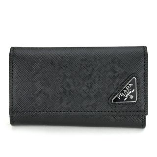 プラダ(PRADA)の新品 プラダ PRADA キーケース サフィアーノ トライアングル ブラック 黒(キーケース)