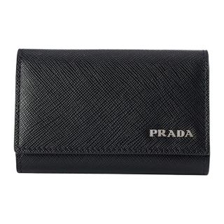 プラダ(PRADA)の新品 プラダ PRADA キーケース サフィアーノ ビコローレ ブラック 黒(キーケース)