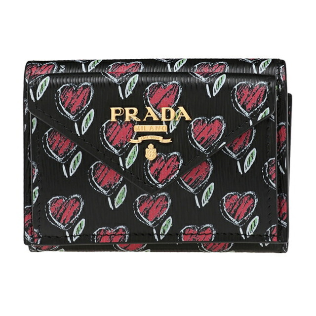 新品 プラダ PRADA 3つ折り財布 ヴィッテロ ムーヴ ラブ ネロ