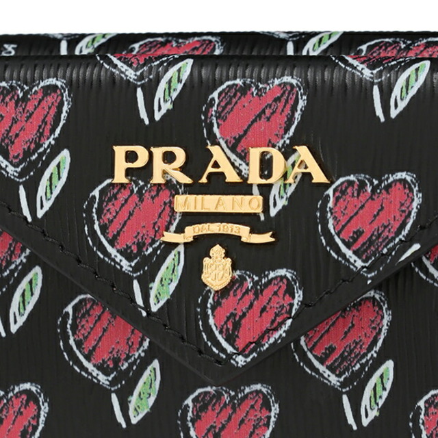 PRADA(プラダ)の新品 プラダ PRADA 3つ折り財布 ヴィッテロ ムーヴ ラブ ネロ レディースのファッション小物(財布)の商品写真