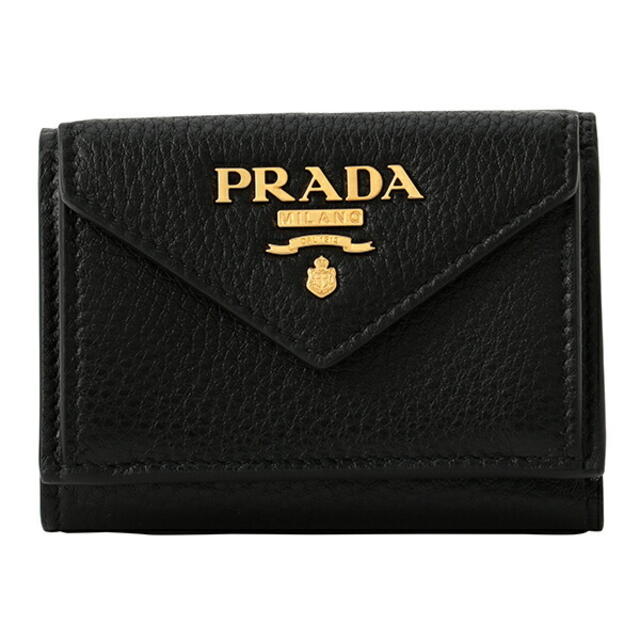 新品 プラダ PRADA 3つ折り財布 ヴィッテロ グレイン ブラック 黒のサムネイル